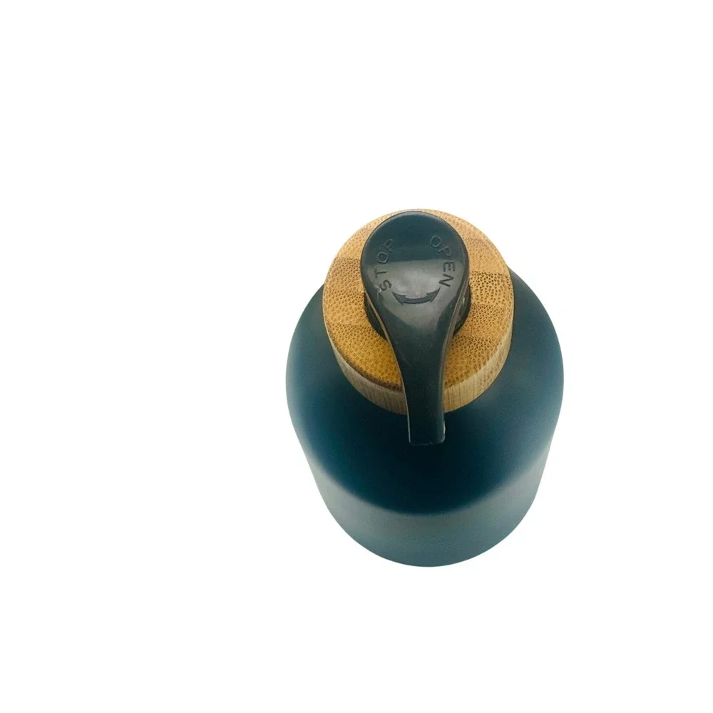Matte Black Soap Dispenser Bamboo Pump Modern Farmhouse‎ Bathroom Decor